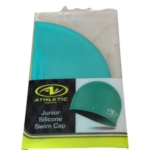 Athletic Works Junior Size Teal Silicone Swim Cap New- One Size